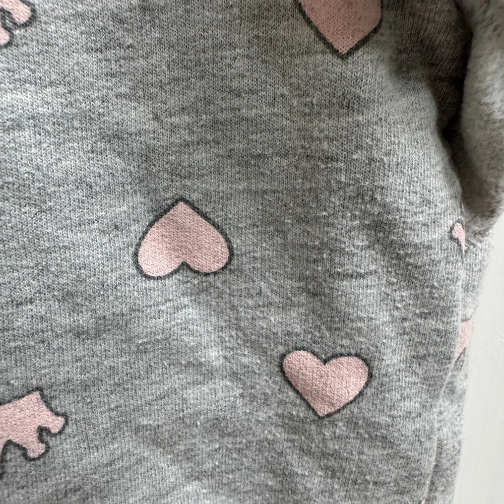 Disney 3T Girls Princess Gray and Pink Heart & Crown Joggers Sweatpants Ruffle